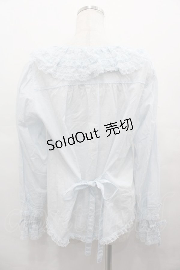 画像2: PINK HOUSE / レースフリル襟付きブラウス  サックス I-25-08-09-039-LO-BL-HD-ZI (2)