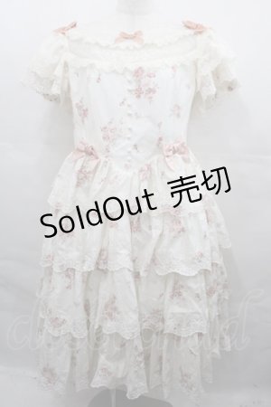 画像: Sing A Lullaby For You（海外ロリータブランド） / ブーケ&リボンワンピース 2XL アイボリーＸピンク　　　　　　　　　　　　　　 I-25-08-13-055-EL-OP-HD-ZI