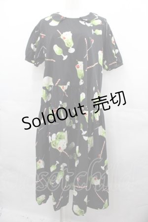 画像: PINK HOUSE / クリームソーダプリントミディワンピース  黒 I-25-08-13-062-LO-OP-HD-ZI