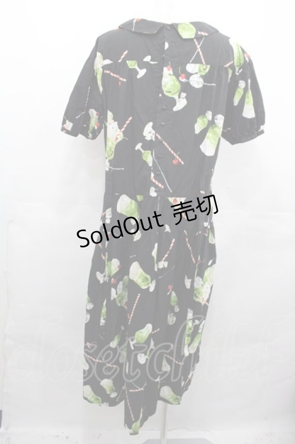 画像2: PINK HOUSE / クリームソーダプリントミディワンピース  黒 I-25-08-13-062-LO-OP-HD-ZI (2)