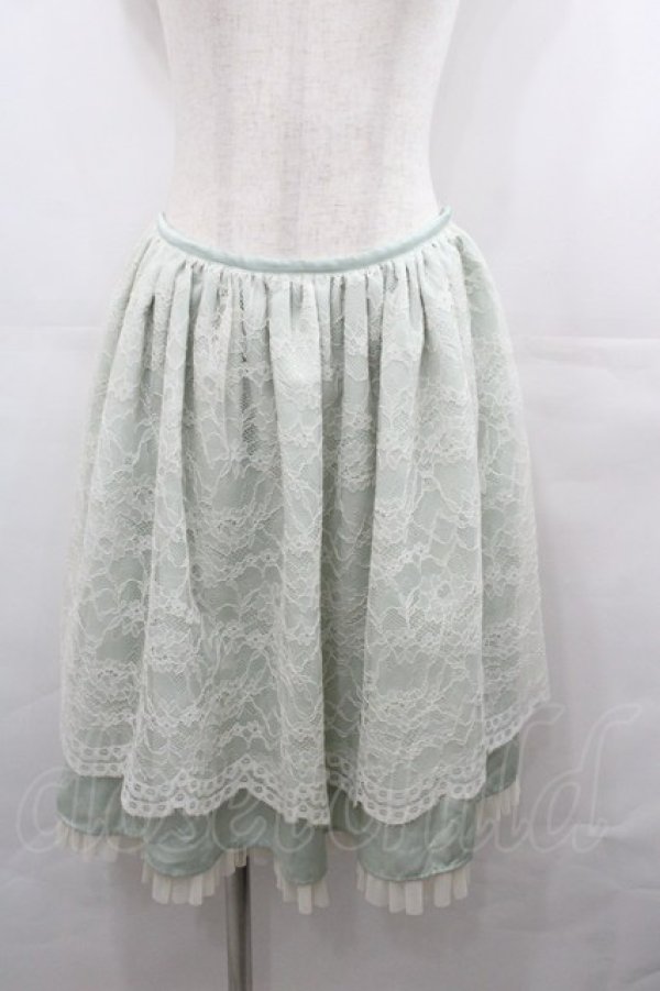 画像1: abilletage / レーススカート  グリーンＸ白 I-25-08-13-070-GO-SK-HD-ZI (1)