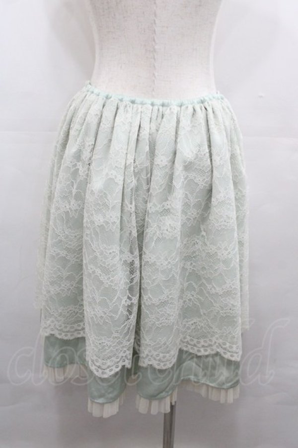 画像2: abilletage / レーススカート  グリーンＸ白 I-25-08-13-070-GO-SK-HD-ZI (2)