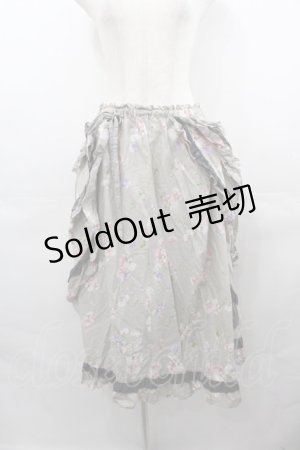 画像: PINK HOUSE / スイートピープリントスカート  グレー I-25-08-13-079-LO-SK-HD-ZI