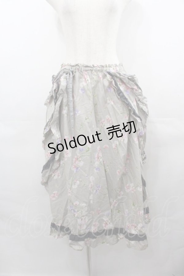 画像1: PINK HOUSE / スイートピープリントスカート  グレー I-25-08-13-079-LO-SK-HD-ZI (1)