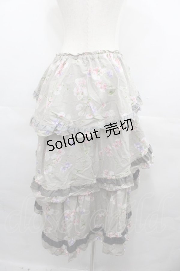 画像2: PINK HOUSE / スイートピープリントスカート  グレー I-25-08-13-079-LO-SK-HD-ZI (2)