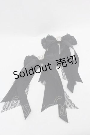 画像: LOLITAその他(お買取対象外) / ビジューリボンクリップセット  黒Ｘシルバー I-25-08-13-105-LO-AC-HD-ZI