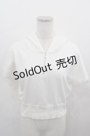 画像: axes femme / ショート丈パーカー  白 I-25-08-13-013-AX-TO-HD-ZI