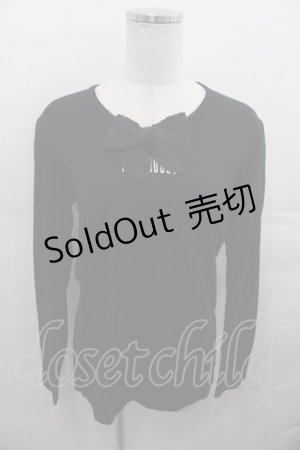 画像: PINK HOUSE / リボン&ロゴプリント長袖Tシャツ  黒Ｘ白 I-25-08-13-017-LO-TS-HD-ZI