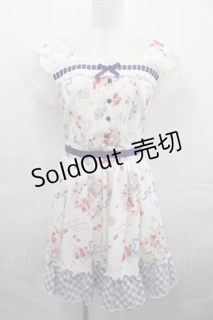 画像: LIZ LISA / ストロベリーボンボン柄ワンピース  白Ｘ青 I-25-08-13-045-LO-OP-HD-ZI