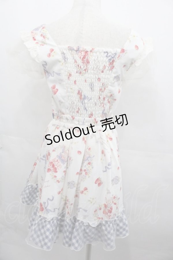 画像2: LIZ LISA / ストロベリーボンボン柄ワンピース  白Ｘ青 I-25-08-13-045-LO-OP-HD-ZI (2)