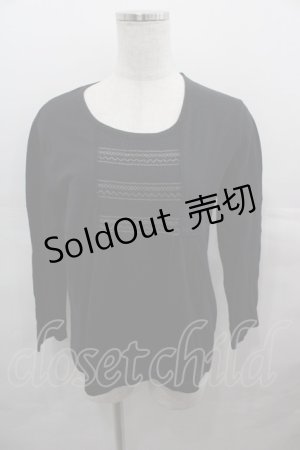 画像: PINK HOUSE / 胸元&裾袖刺繍長袖トップス L ブラック I-25-08-15-049-LO-TO-HD-ZS