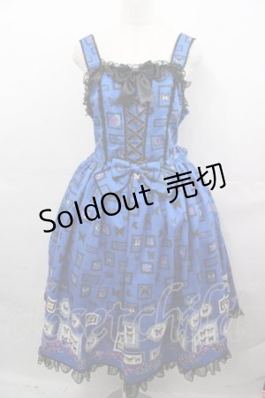 画像: metamorphose / Butterfly Museumレースアップジャンパースカート  青ｘ黒 I-25-08-15-069-ME-OP-HD-ZI