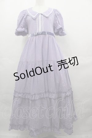 画像: Maria pipi / セーラーカラーチェックレースドレス  ラベンダーチェック I-25-08-15-075-EL-OP-HD-ZI