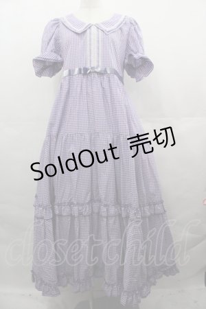 画像: Maria pipi / セーラーカラーチェックレースドレス  ラベンダーＸ白 I-25-08-15-078-EL-OP-HD-ZI