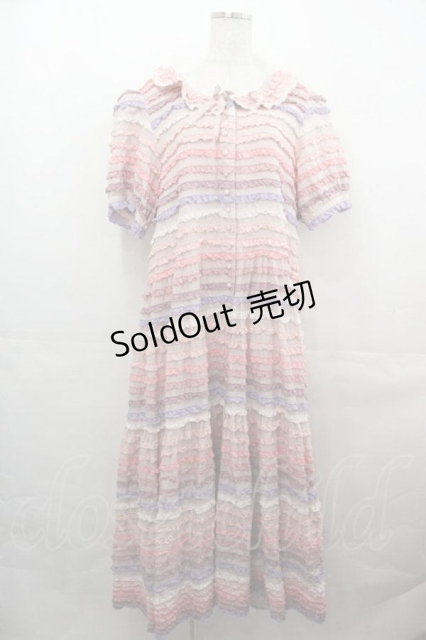画像1: PINK HOUSE / ミックスフリル使いワンピース  ピンク I-25-08-15-094-LO-OP-HD-ZT277 (1)