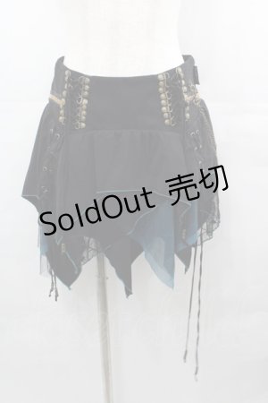 画像: Ozz Croce / サイド編み上げチェーンスカート  黒 I-25-08-15-111-OO-SK-HD-ZI