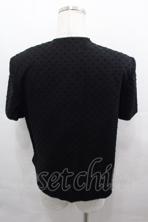 画像2: PINK HOUSE / ドビードットリボン付き半袖ブラウス  ブラック I-25-08-15-030-LO-BL-HD-ZT499 (2)