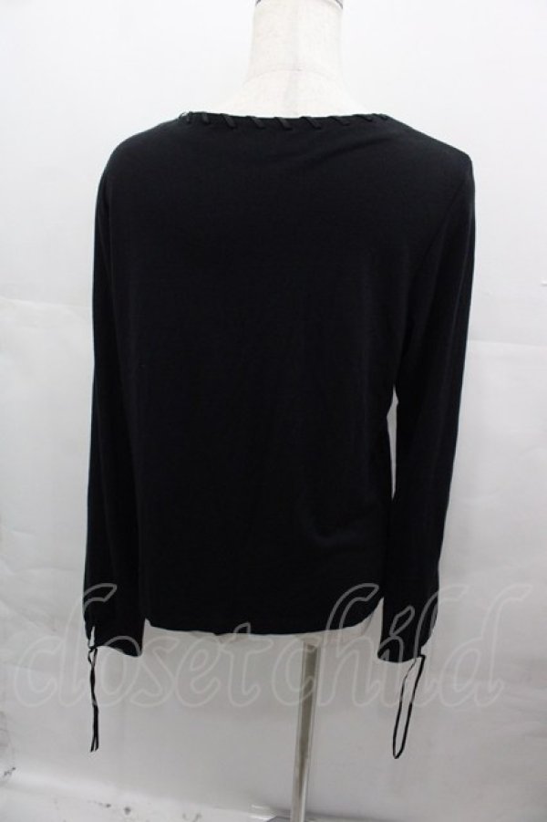 画像2: PINK HOUSE / リボン通しカーディガン  ブラック I-25-08-15-034-LO-TO-HD-ZT366 (2)