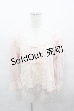 画像: PINK HOUSE / レースパッチワーク切替カーディガン L ピンク I-25-08-15-043-LO-TO-HD-ZI