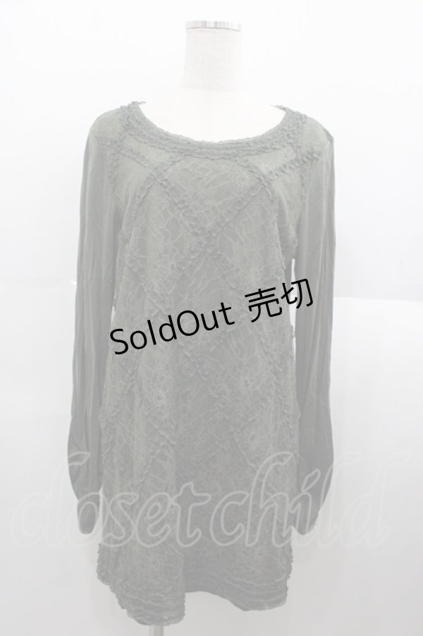 画像1: INGEBORG / クロスミニフリルレースチュニック 4サイズ(11号) グリーン I-25-08-18-045-LO-TO-HD-ZI (1)