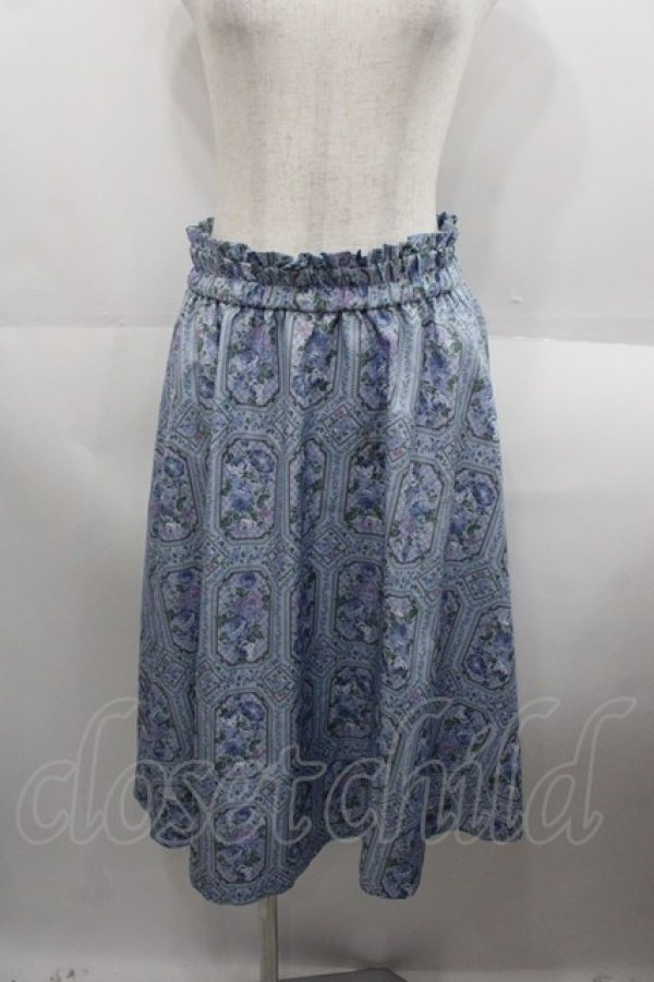 画像1: axes femme / アンティーク柄スカート  サックス I-25-08-18-084-AX-SK-HD-ZT412 (1)