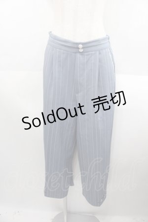 画像: axes femme / 裾刺繍ストライプワイドパンツ  サックスＸ白 I-25-08-18-099-AX-PA-HD-ZI