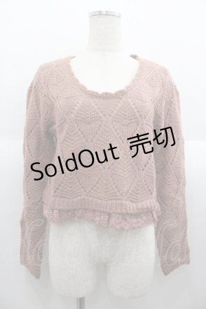 画像: axes femme / 裾レース使いラメニット  ピンク I-25-08-18-015-AX-TO-HD-ZI