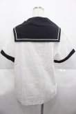 画像2: PEACE NOW / ポケット刺繍セーラーシャツ  ホワイト×ブラック I-25-08-18-026-PU-BL-HD-ZI (2)