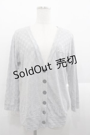 画像: PEACE NOW / クロススタッズ&市松ラメニットカーディガン  グレーＸラメ I-25-08-18-037-PU-TO-HD-ZI