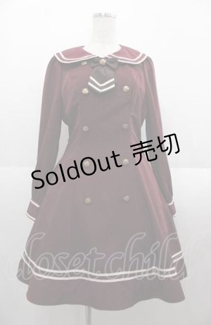 画像: Amavel / リボンネクタイ付セーラーワンピース  ボルドー I-25-08-22-072-CA-OP-HD-ZI
