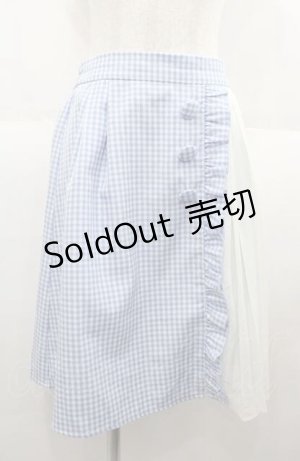画像: axes femme kawaii / チェック柄切り替えスカート  青Ｘ白チェック I-25-08-22-087-AX-SK-HD-ZI