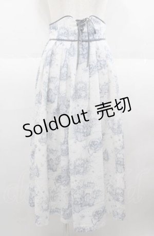 画像: an another angelus / フロントレースアップピクニックトワル柄スカート  ブルーＸ白 I-25-08-22-088-CA-SK-HD-ZI