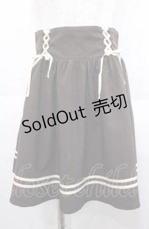 画像: Blue rouge / レースアップ&ラインスカート  ブラウン I-25-08-22-093-CA-SK-HD-ZI