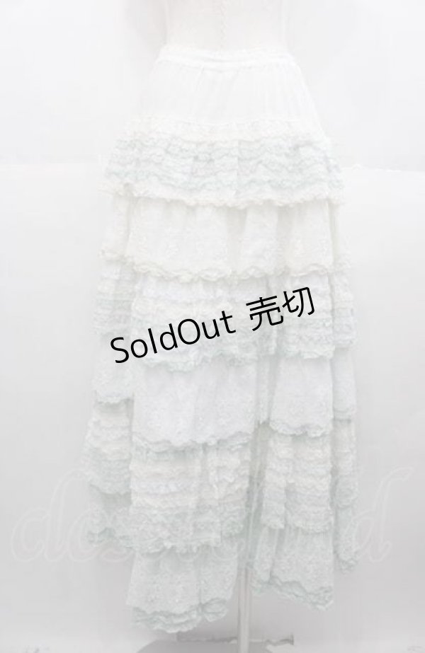 画像2: PINK HOUSE / あじさいグラデーションフリルスカート  白 I-25-08-22-100-LO-SK-HD-ZI (2)