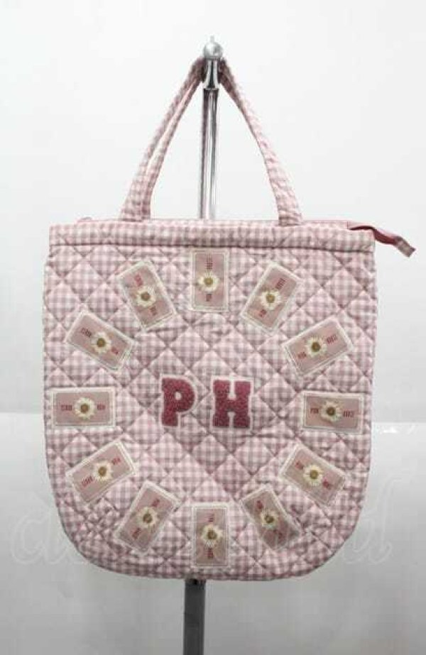 PINK HOUSE / ひな菊ネーム使いギンガムチェックバッグ ピンク