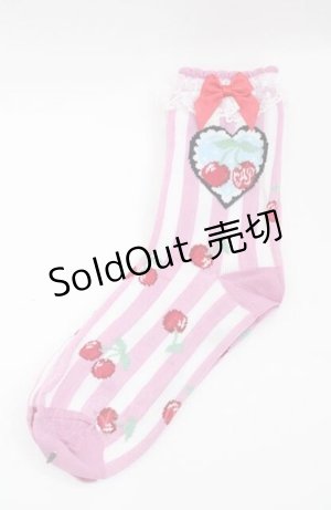 画像: Angelic Pretty / Cherry Stampクルー丈ソックス  ピンク I-25-08-22-119-AP-ZA-HD-ZI