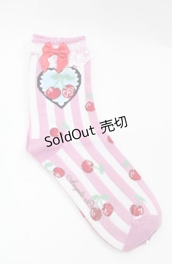 画像2: Angelic Pretty / Cherry Stampクルー丈ソックス  ピンク I-25-08-22-119-AP-ZA-HD-ZI (2)