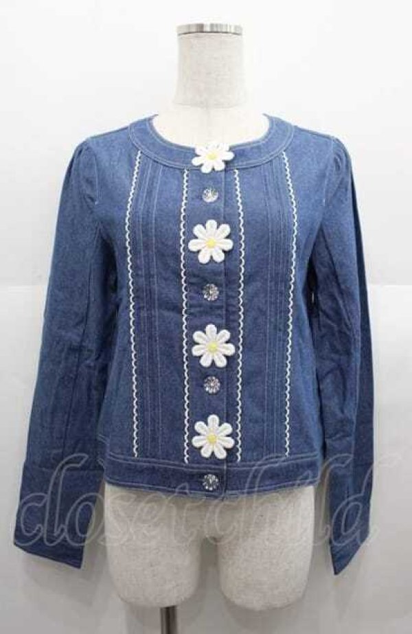 画像1: Shirley Temple / フラワーモチーフデニムジャケット 160cm 青デニム I-25-08-22-018-ET-JA-HD-ZI (1)