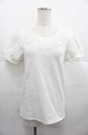 画像: Emily Temple cute / ドットチュール襟半袖カットソー  アイボリー I-25-08-22-022-ET-TO-HD-ZI