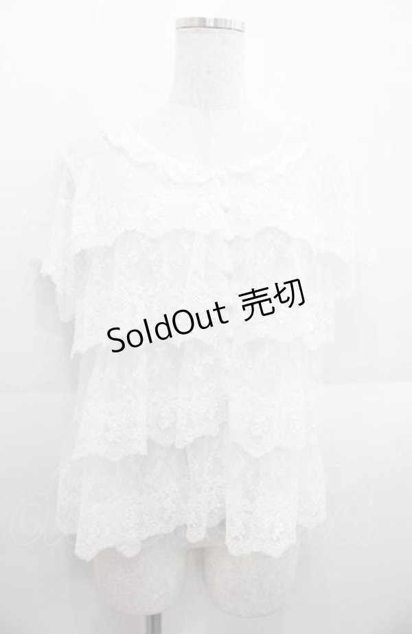 画像1: PINK HOUSE / あじさい柄レースフリル使いブラウス  白 I-25-08-22-029-LO-BL-HD-ZI (1)