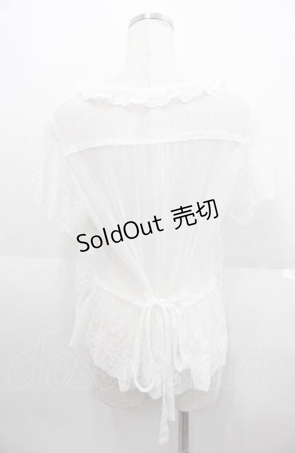 画像2: PINK HOUSE / あじさい柄レースフリル使いブラウス  白 I-25-08-22-029-LO-BL-HD-ZI (2)