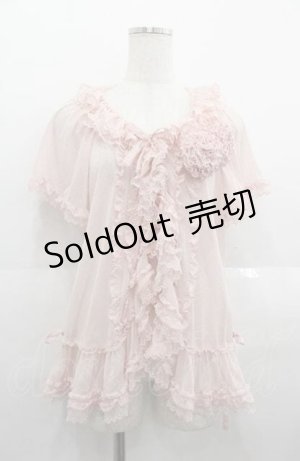 画像: PINK HOUSE / コサージュ付きフロッキードットチュールブラウス  ピンク I-25-08-22-031-LO-BL-HD-ZI