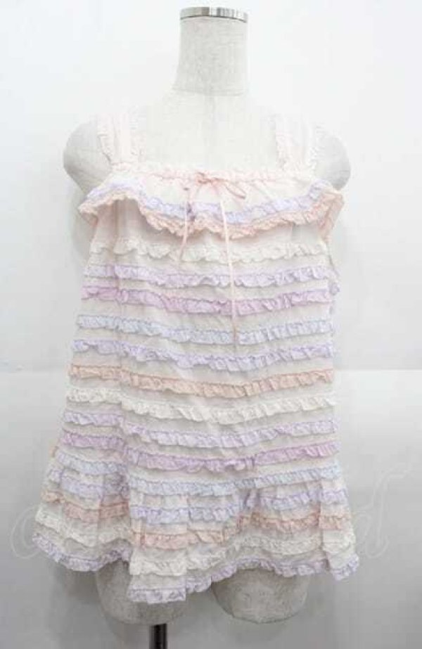 は*ぐ様 PINK HOUSE フリルキャミソール グラデーション　中古　フリー PINK HOUSE / あじさいグラデーションフリルキャミソール