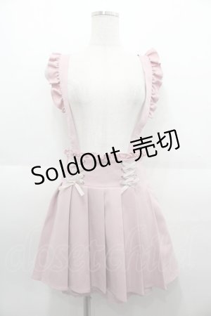 画像: DearMyLove / サス付フリルレースアッププリーツスカート  ピンク I-25-08-25-075-EL-SK-HD-ZI