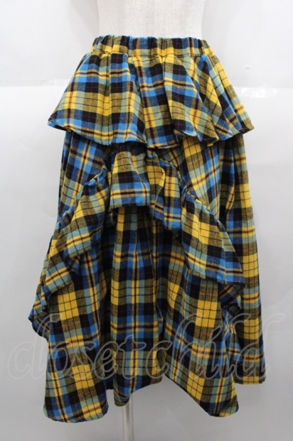 画像1: Candy Stripper / CHECK FRILL MIDI SKIRT 2 イエロー I-25-08-25-088-PU-SK-HD-ZI (1)