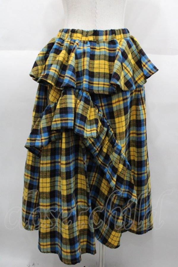 画像2: Candy Stripper / CHECK FRILL MIDI SKIRT 2 イエロー I-25-08-25-088-PU-SK-HD-ZI (2)