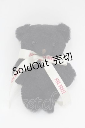 画像: PINK HOUSE / ロゴリボンくまぬいぐるみブローチ  黒Ｘアイボリー I-25-08-25-112-LO-ZA-HD-ZI