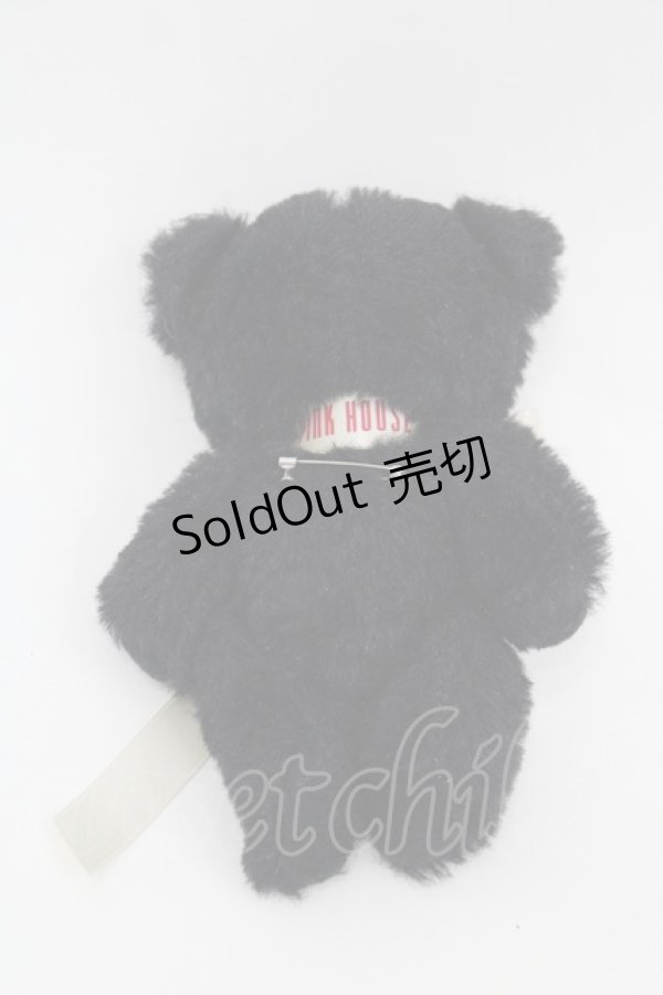 画像2: PINK HOUSE / ロゴリボンくまぬいぐるみブローチ  黒Ｘアイボリー I-25-08-25-112-LO-ZA-HD-ZI (2)