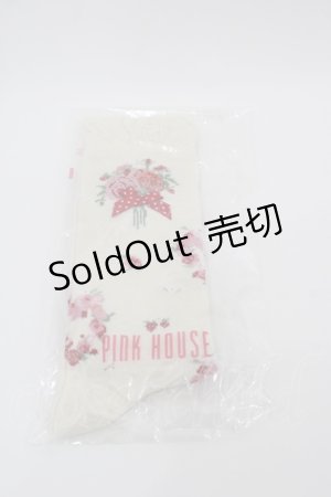画像: PINK HOUSE / リボンブーケ柄ソックス  アイボリーＸピンク I-25-08-25-119-LO-ZA-HD-ZI