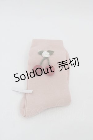 画像: PINK HOUSE / さくらんぼモチーフ付きソックス  ピンク I-25-08-25-120-LO-ZA-HD-ZI